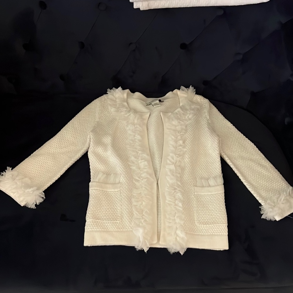 White House Black Market Ivory Textured Cardigan